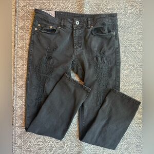 DONDUP Monroe Black Distressed Slim Fit Jeans Made in Italy – Approx. Size 8
